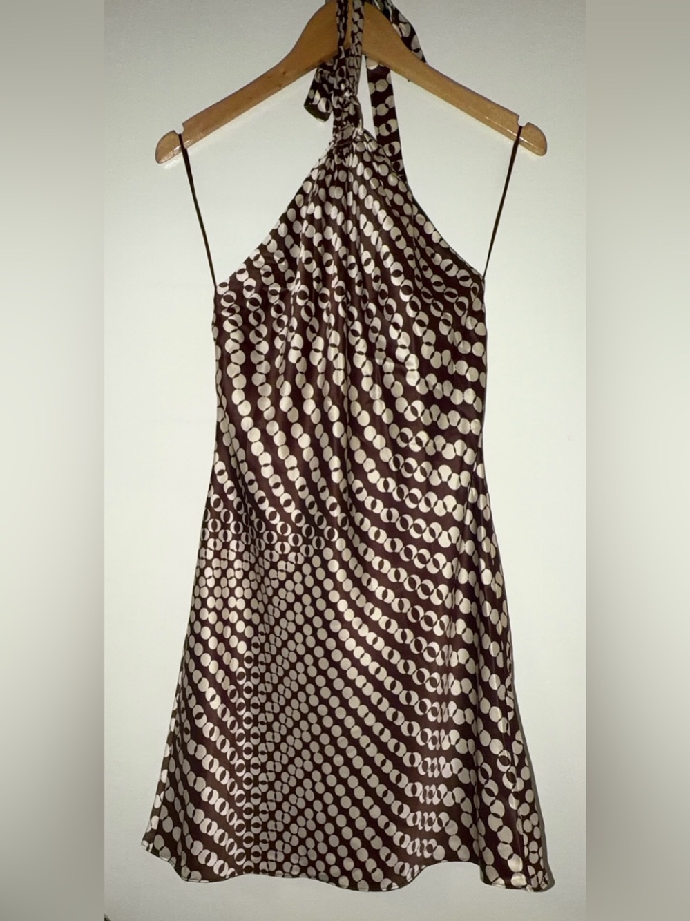 Reformation Brown & Cream Halter-Style Printed Mini Dress - Picture 3 of 5